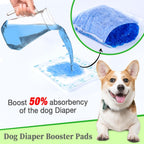 Disposable white pet diaper inserts displayed flat showing the adhesive strip backing