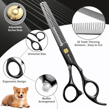 Overhead view of Wenshall titanium coated stainless steel pet shears set