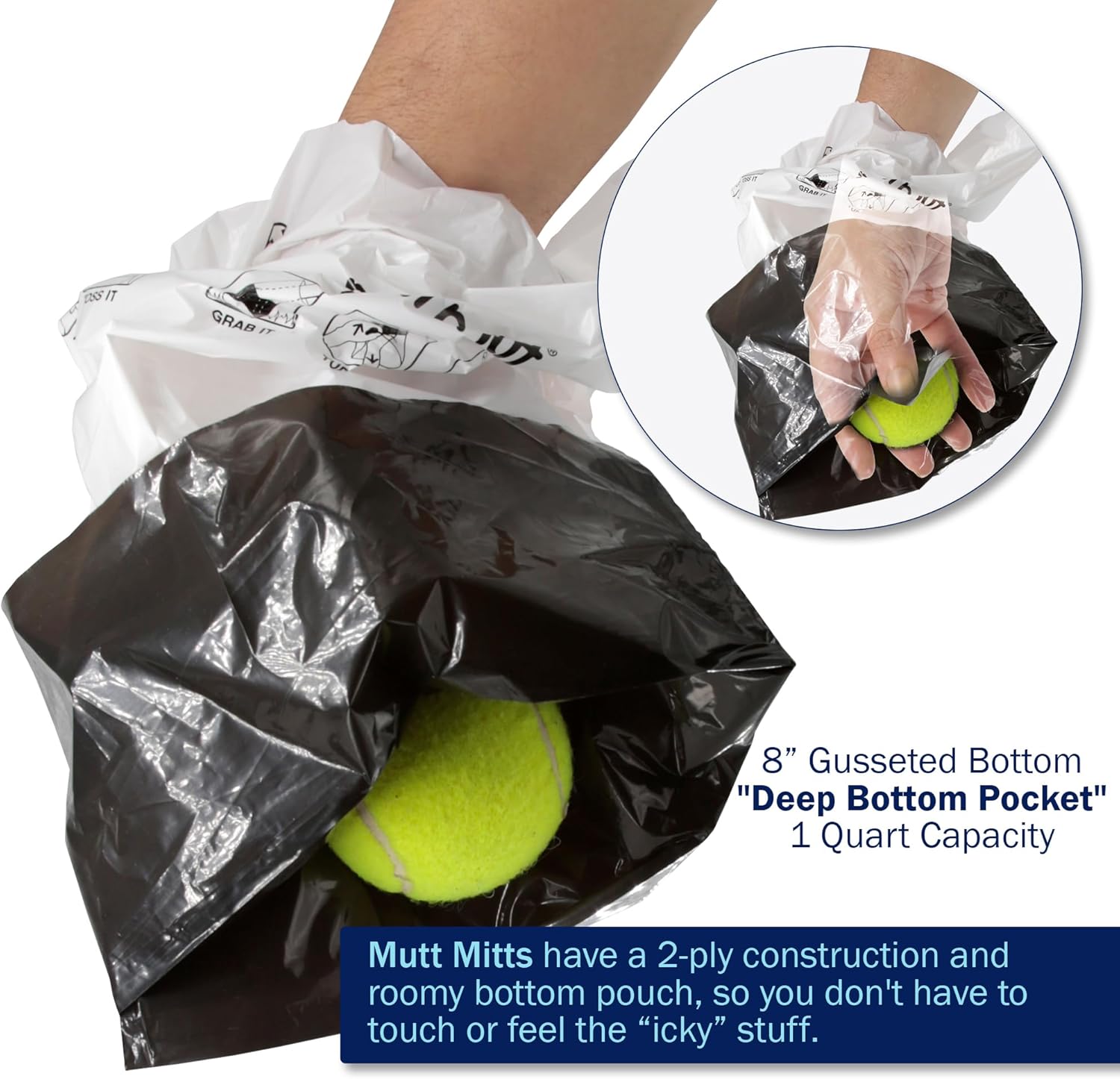 Mutt Mitt Dispense-A-Mitt heavy duty double thick two ply pet poop bags