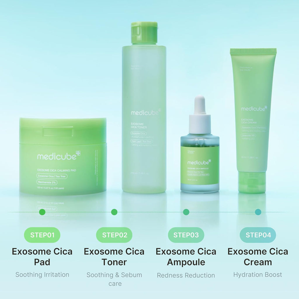 Medicube exosome cica toner application on hand