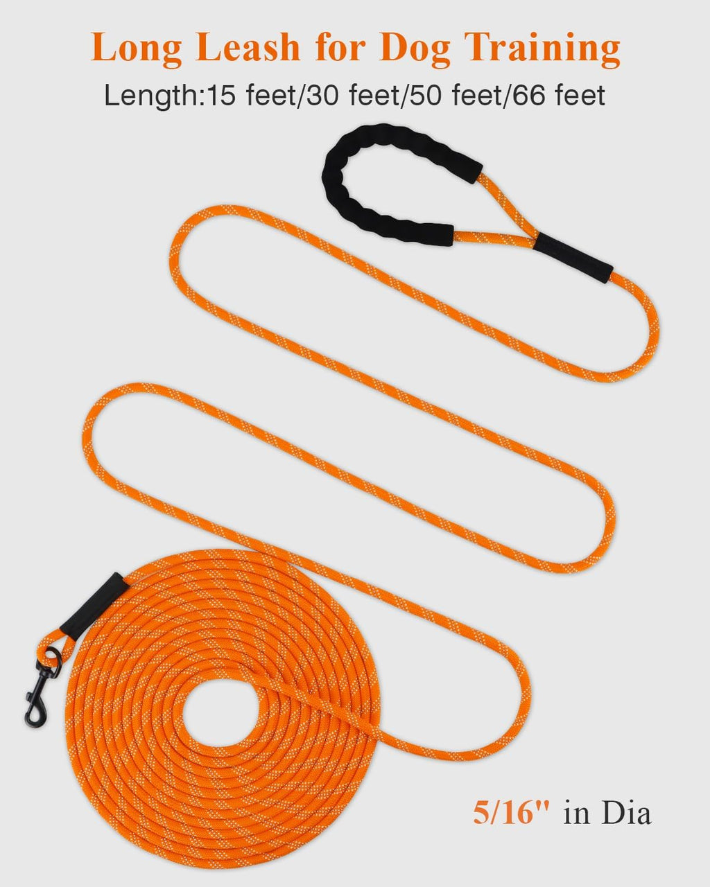 Taglory long line dog check cord with heavy duty metal clip hook.