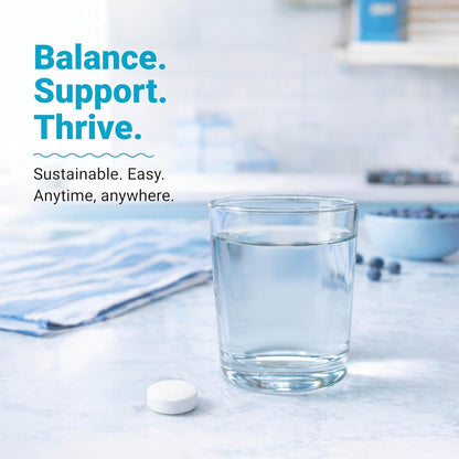 Supplement facts label on the back of the Alkalife pH Balance bottle showcasing accurate dosage info.