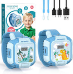 Turoytip rechargeable kids walkie talkie watch in blue showing the front digital display screen.