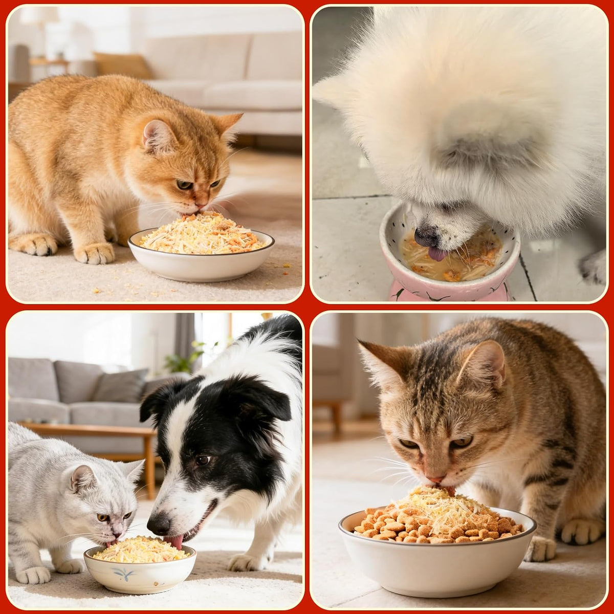 Back of pack with feeding guidelines for cats and dogs
