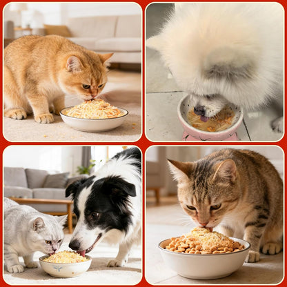 Back of pack with feeding guidelines for cats and dogs