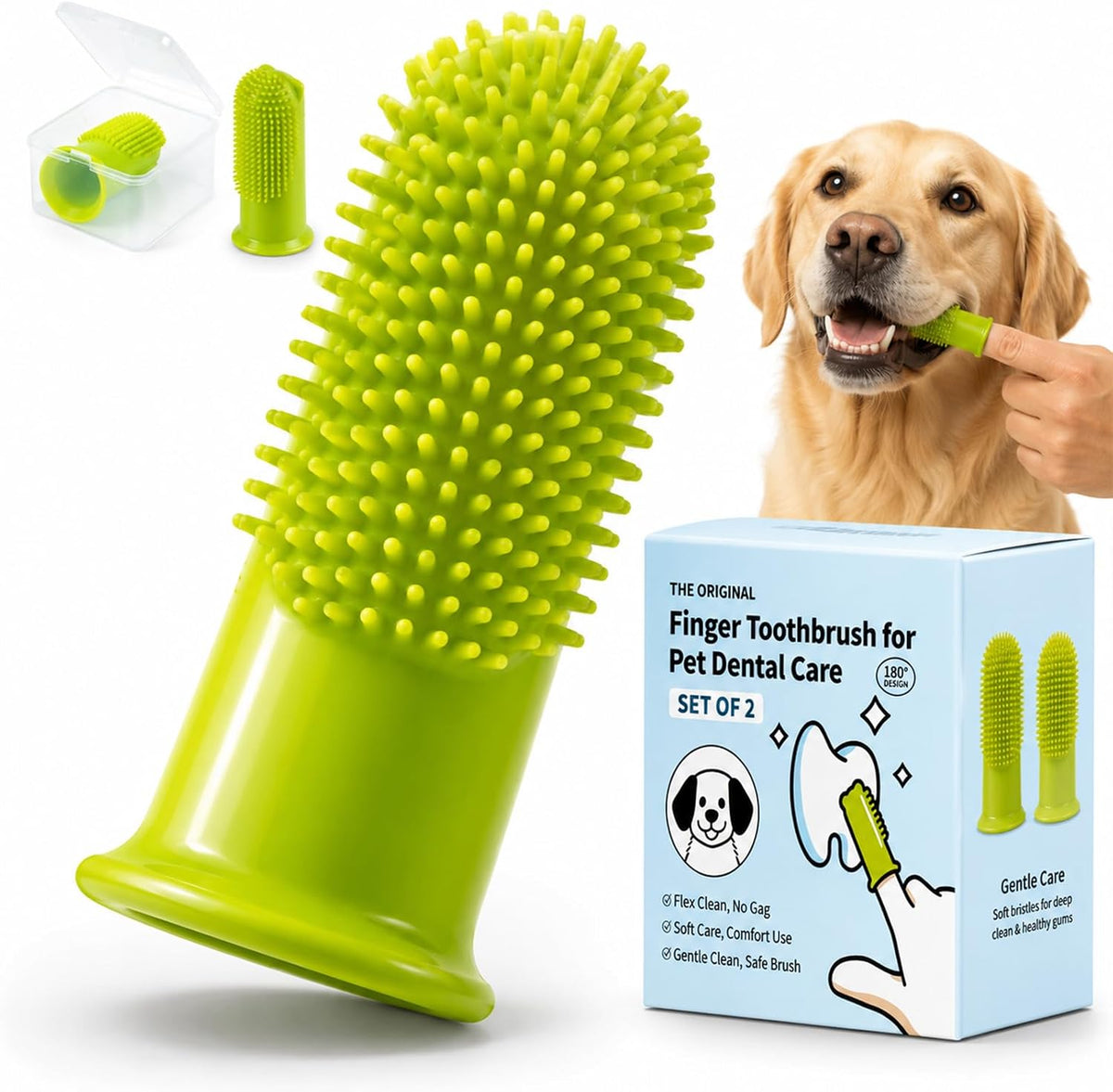 DC Pet Products finger toothbrush 2 pack front view for pets