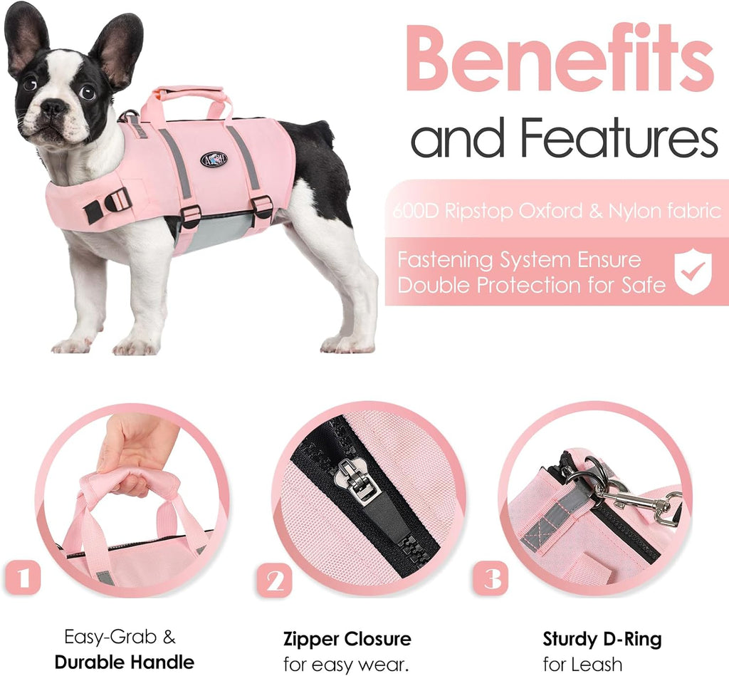 Adjustable pet life vest with zipper closure and straps