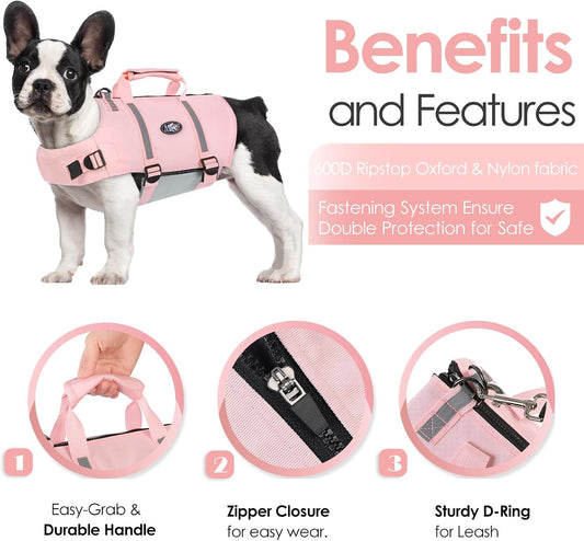 Adjustable pet life vest with zipper closure and straps
