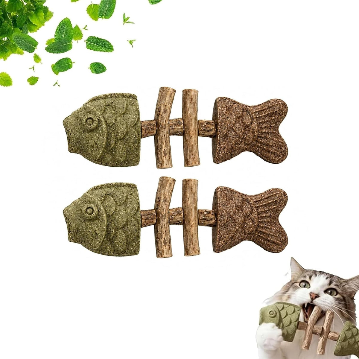 2026 New Creative Fish Bone Cat Dental Chew Toy -Natural Catnip & Silvervine Teeth Cleaning Stick, Fix Cat Dental Health, Durable Wooden Feline Tooth Care Tool (C) - Image 14