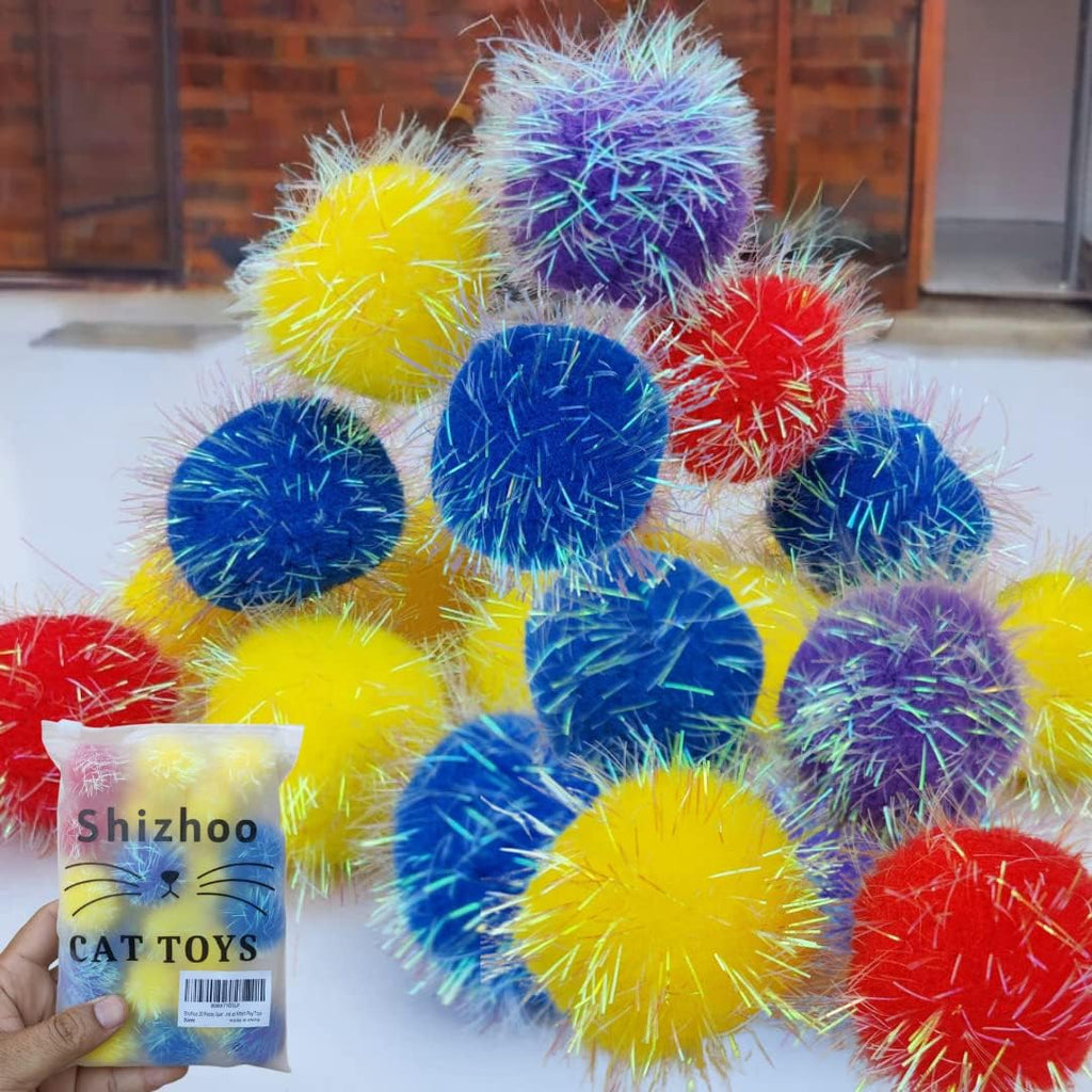 30 Pieces 1.2 inches Sparkle Pom Pom Balls for Cat - Interactive Glitter Balls, Multicolor, Best as Kitten Play Toys - Image 9