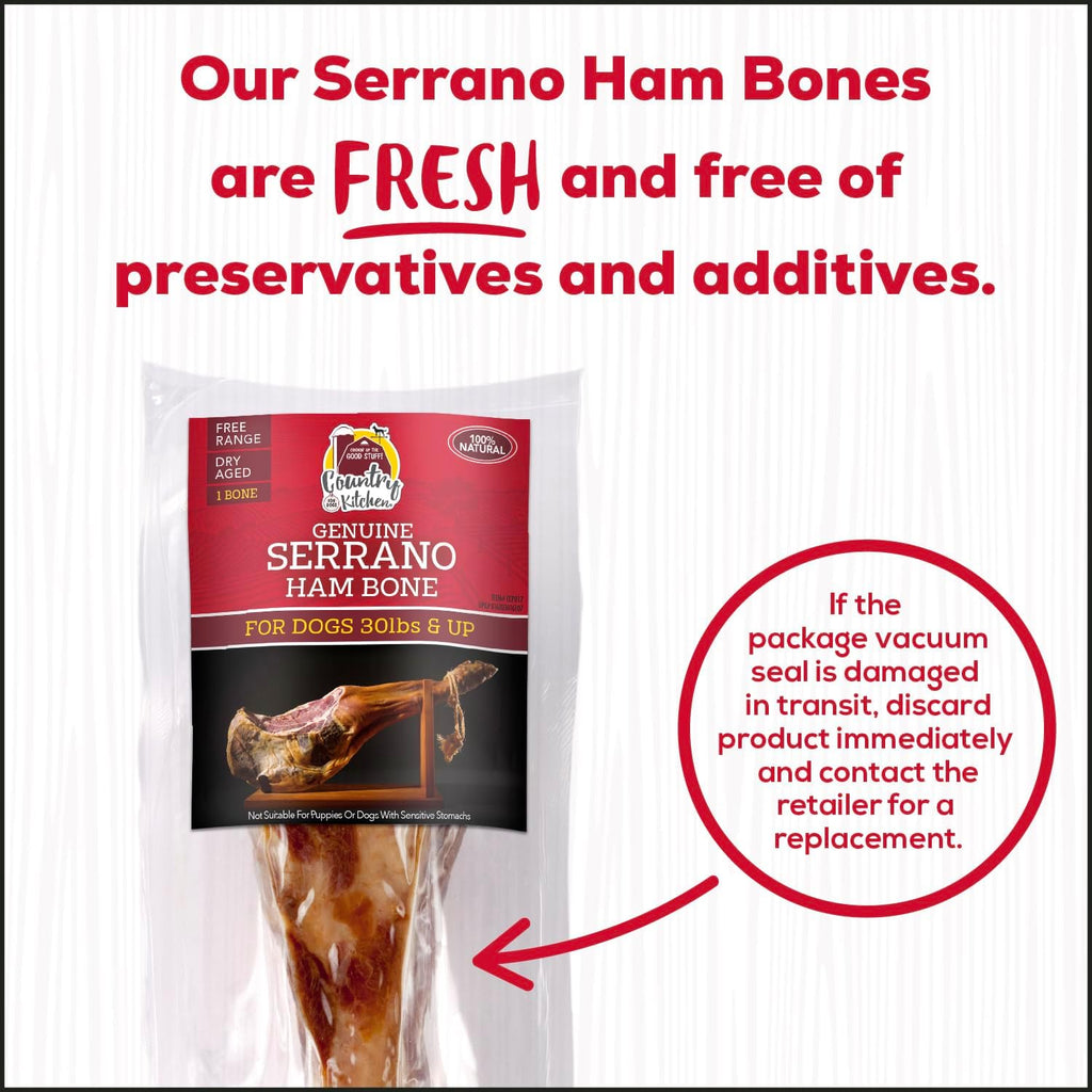 Side profile of Country Kitchen Serrano half ham bone
