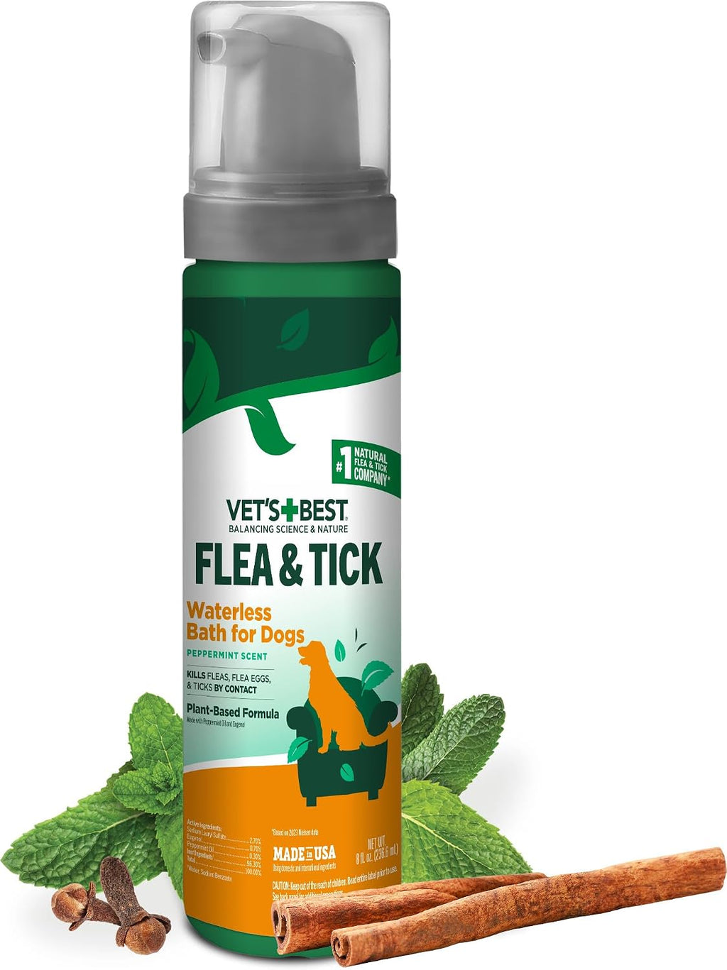 Eight ounce bottle of Vet's Best waterless dog bath shampoo