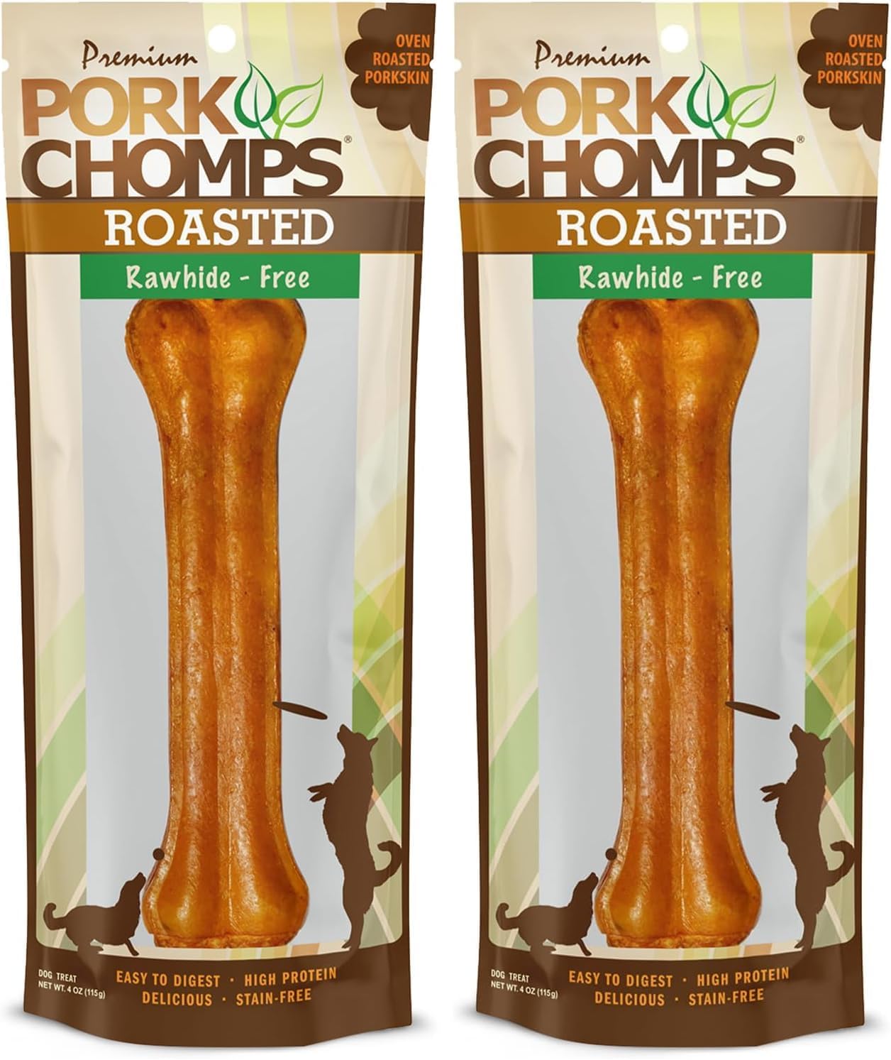 Pork Chomps Roasted Pressed Pork Skin Dog Chews, 4.5-inch Bone, 2 Count - Image 9