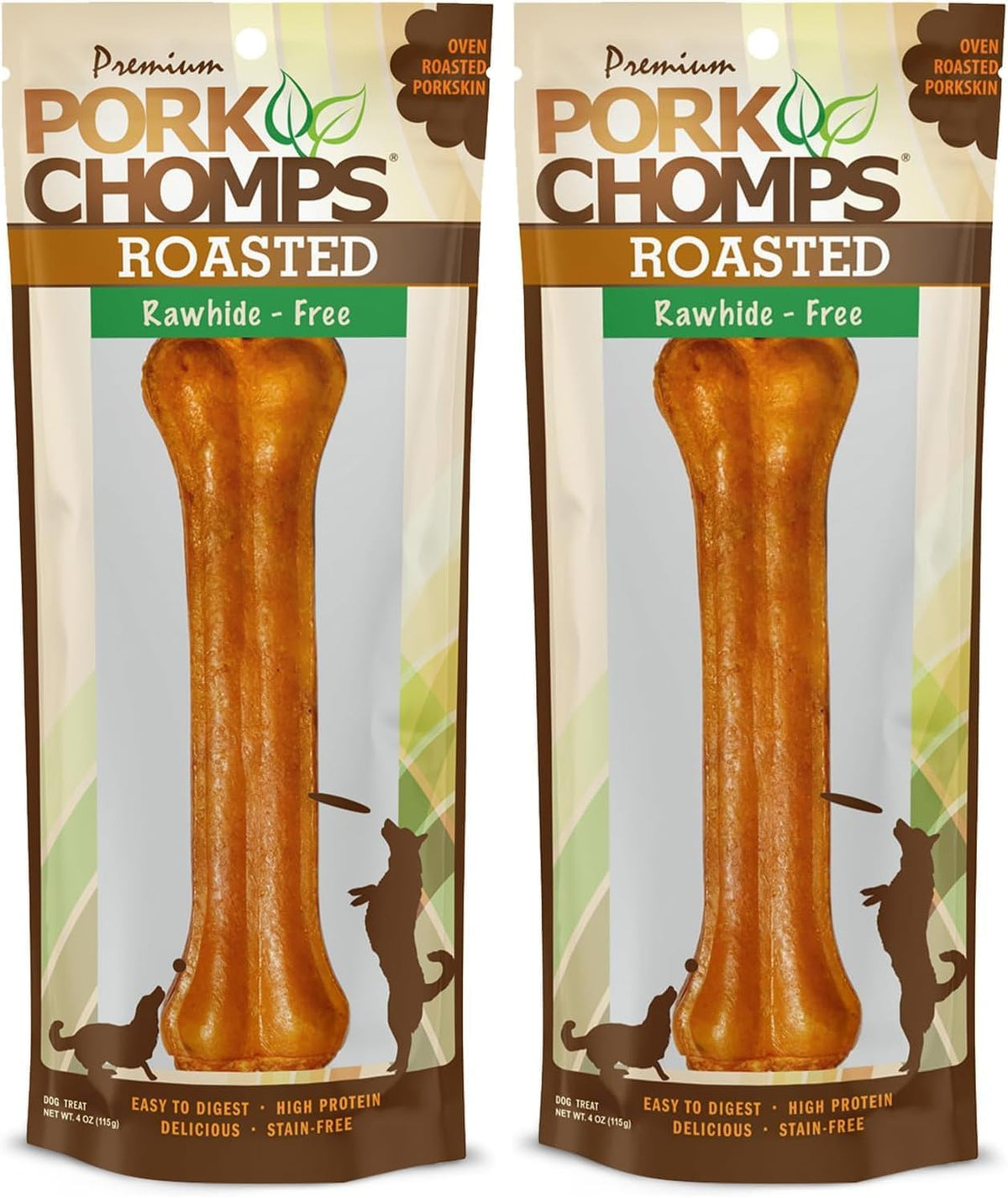 Pork Chomps Roasted Pressed Pork Skin Dog Chews, 4.5-inch Bone, 2 Count - Image 9