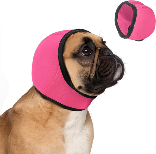 Dog Ear Muffs Noise Protection, No-Shake Ear Wrap for Hematoma Care, Bathing, Drying, Swimming & Noise Anxiety Relief (Rose Red, Small) - Image 1