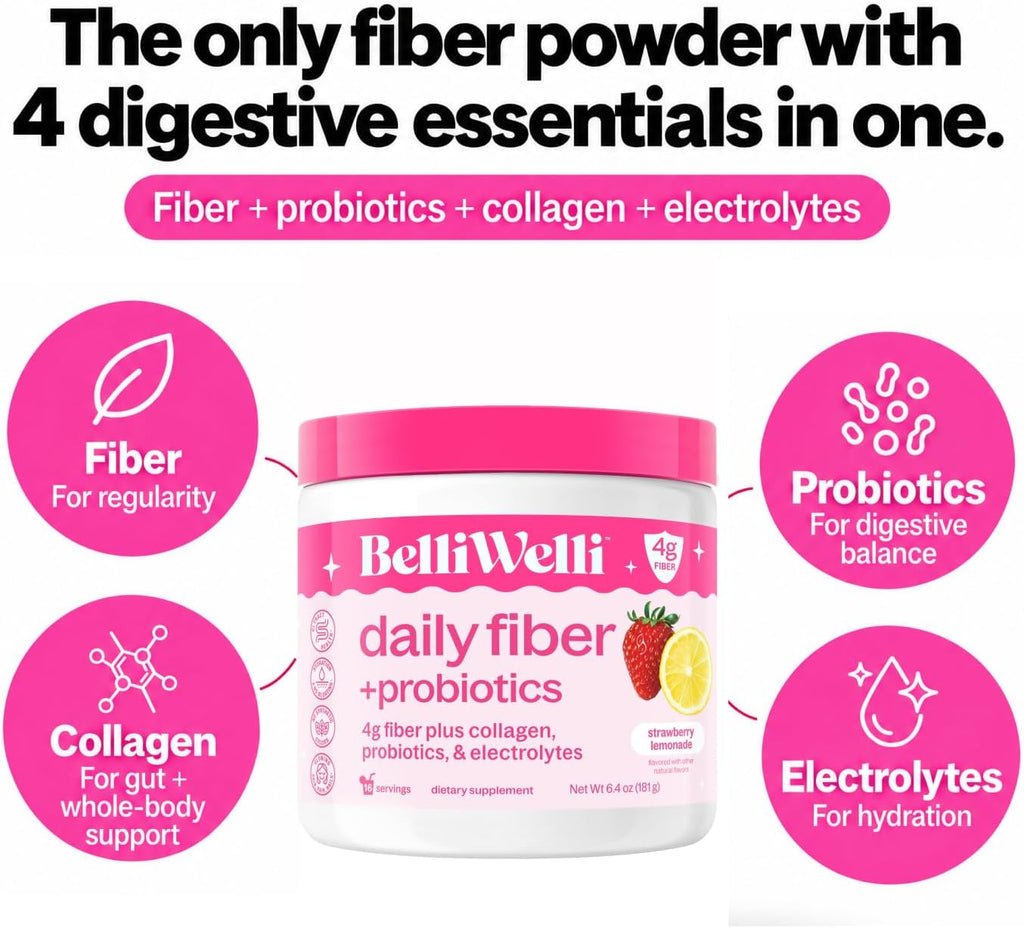 Belli Welli daily fiber supplement powder product tub packaging