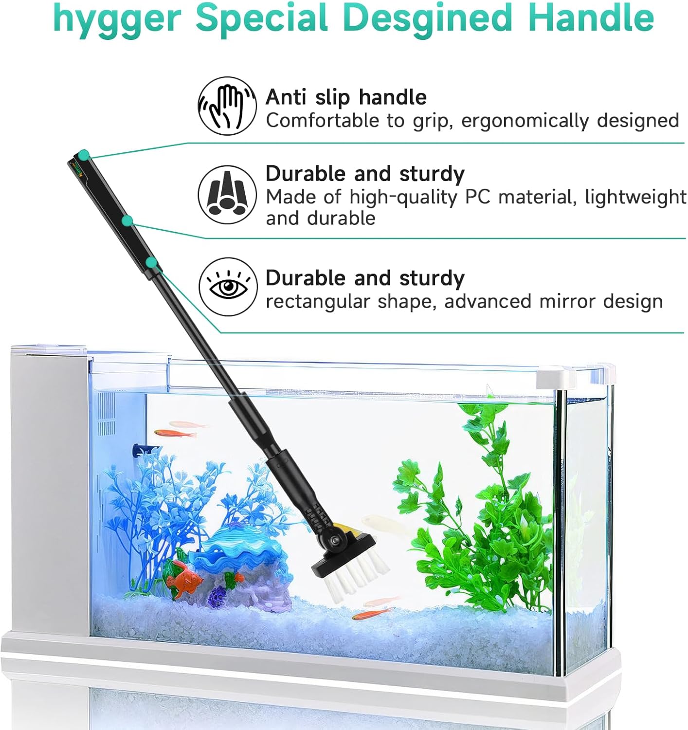 Fine mesh fish net attachment on Hygger cleaning kit for skimming debris.