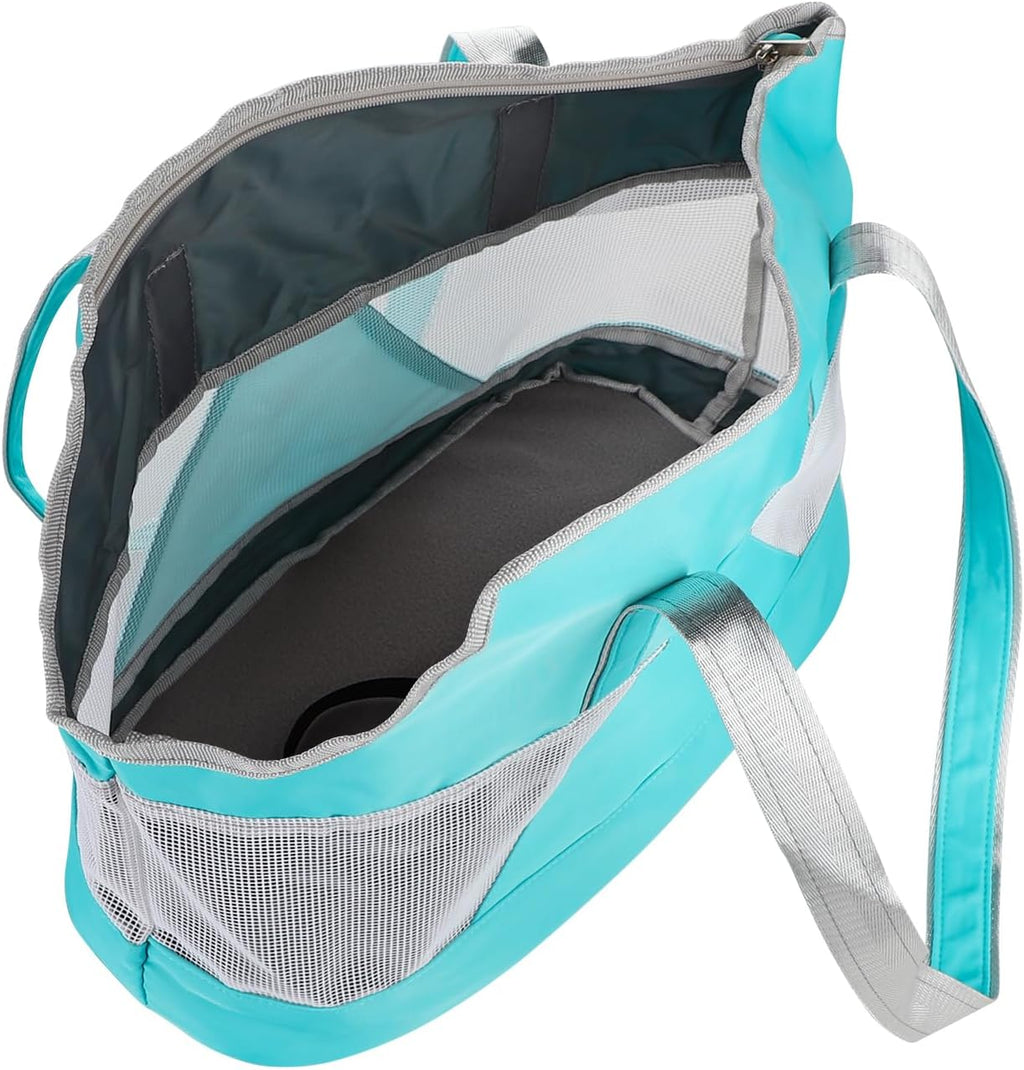 Close up of Ibluelover pet carrier safety buckle and strap