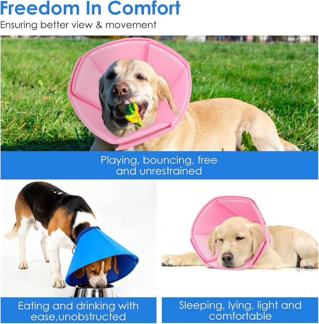 Wound healing pet protection collar with breathable mesh panels