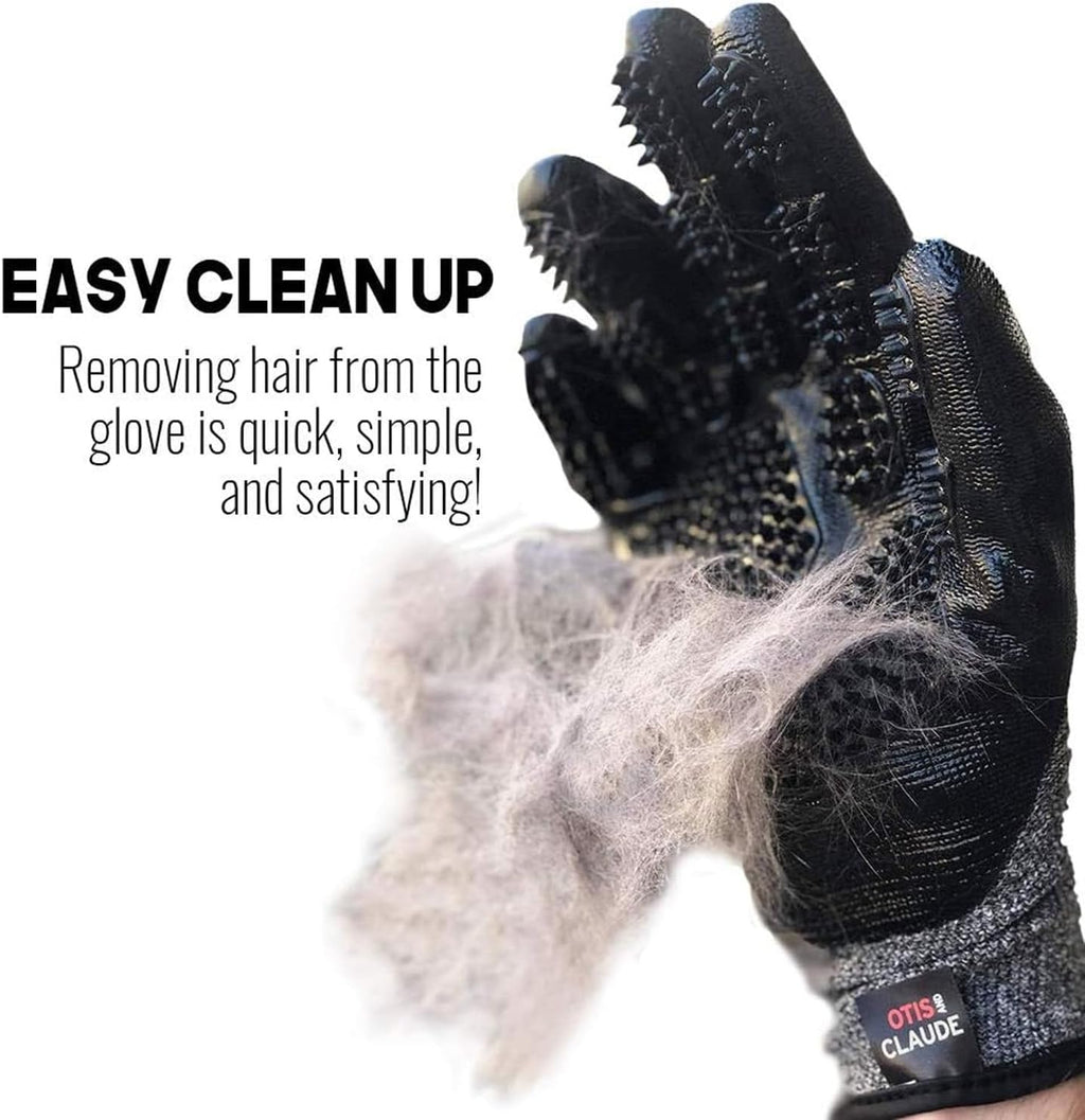 Otis and Claude dog and cat brush gloves breathable mesh backing