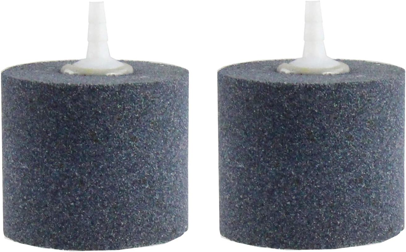 Heavy duty cylinder bubble stone dual pack for fish tank dissolved oxygen.