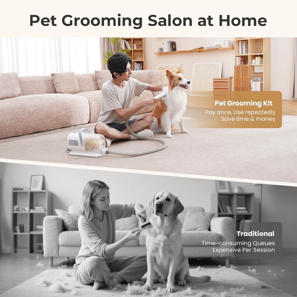Adjustable control panel on the Pecute pet vacuum showing suction power and temperature level indicators