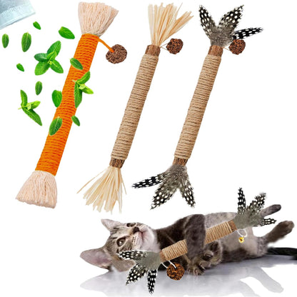 Grembeb Silvervine 3 Pack Cat Toys front view with organic chew sticks