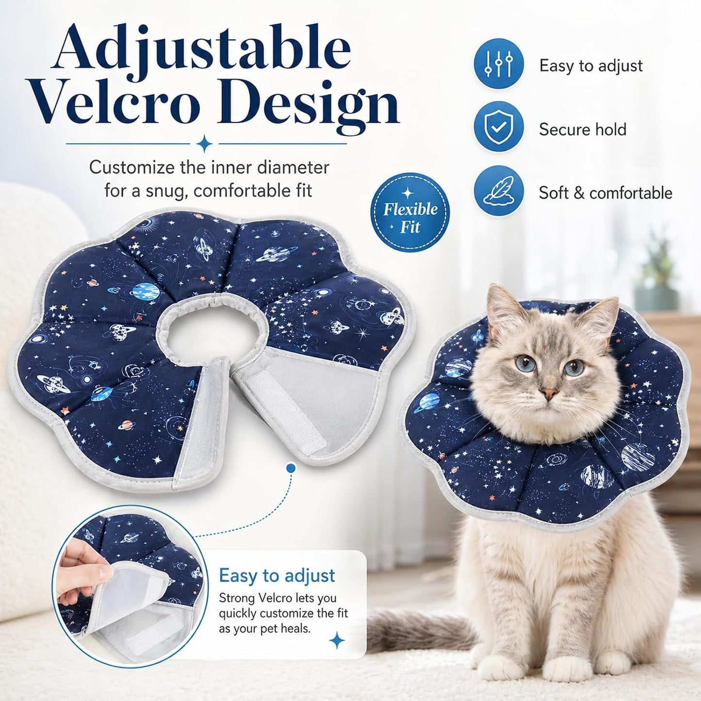 Adjustable circular drawstring fastener on the Mechpia soft recovery collar.