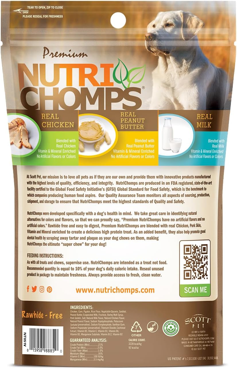 Nutri Chomps imported high-protein dental chews for small and medium dog breeds.
