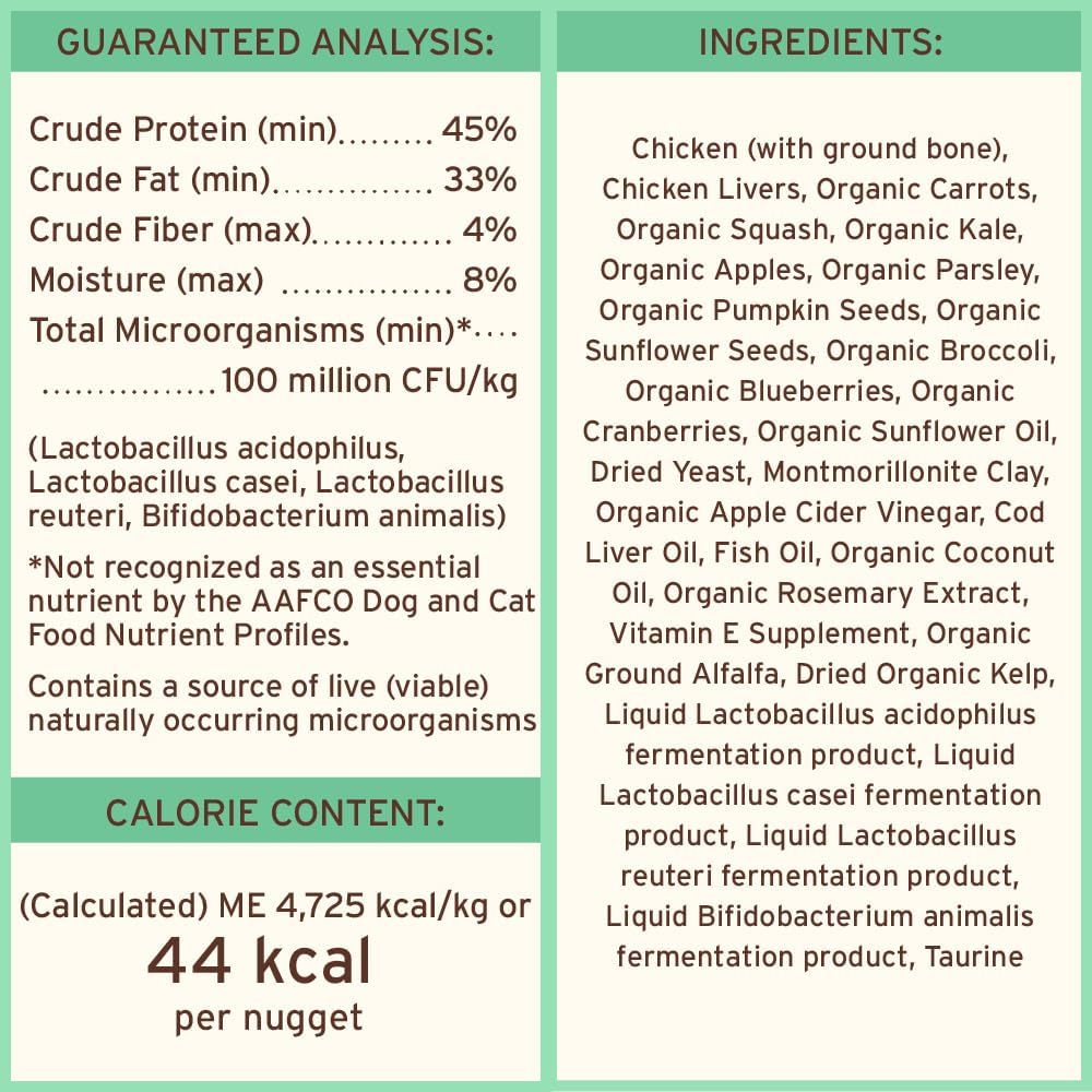 Primal Pet Foods freeze dried chicken nuggets used as a kibble meal topper