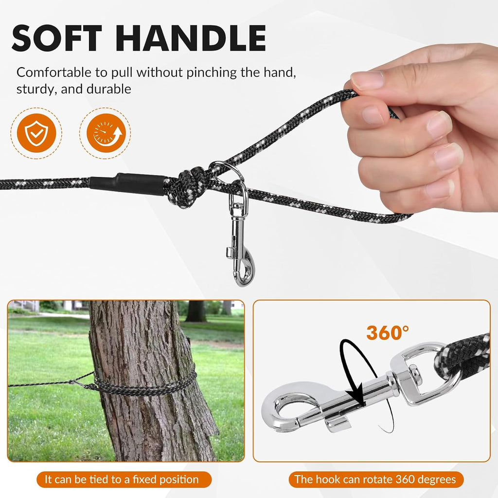 Close up of 360 degree swivel clip on black cat leash