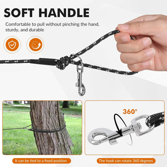 Close up of 360 degree swivel clip on black cat leash