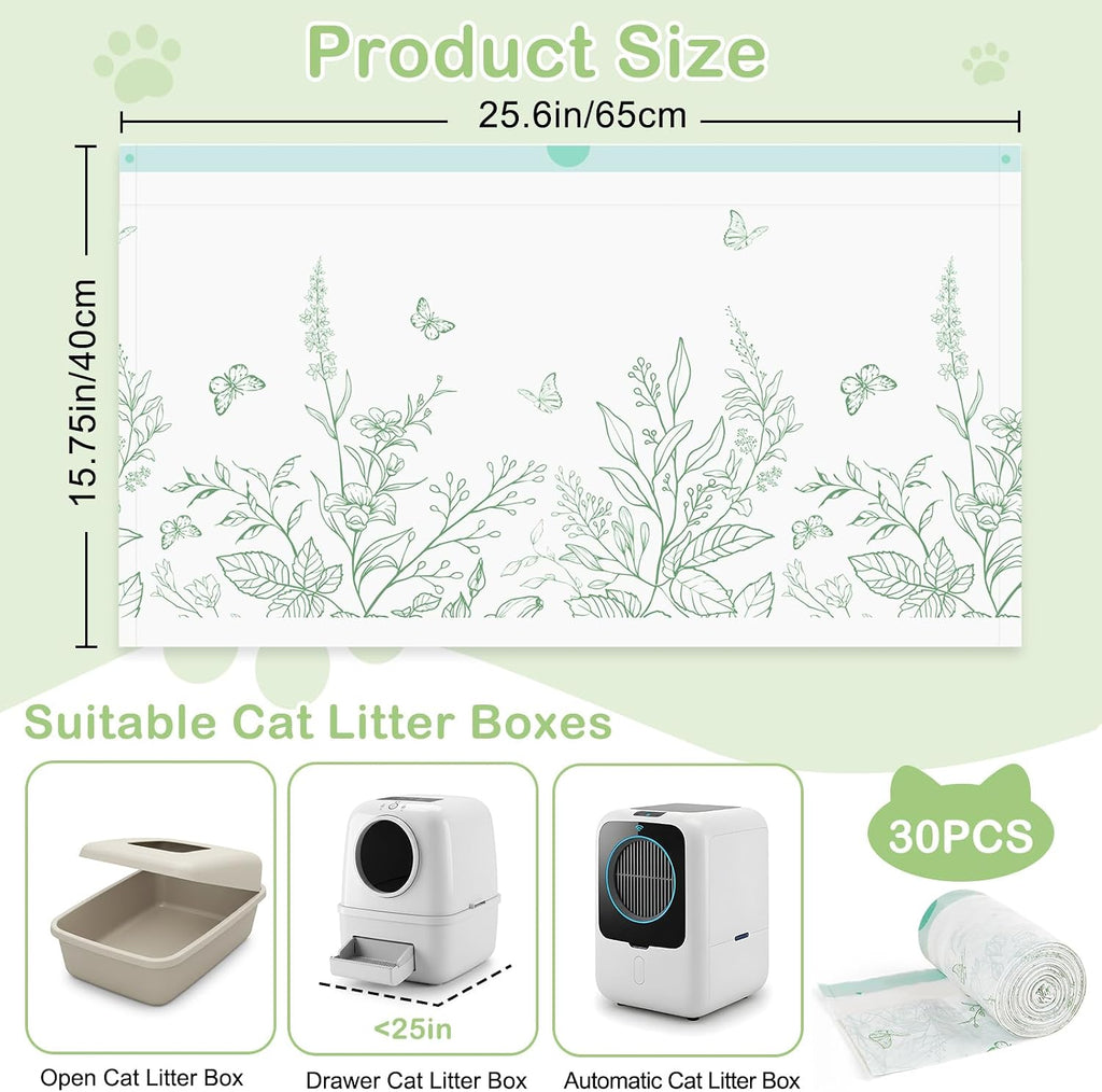 Glittme heavy duty litter box liners installed inside an automatic pet waste tray drawer.