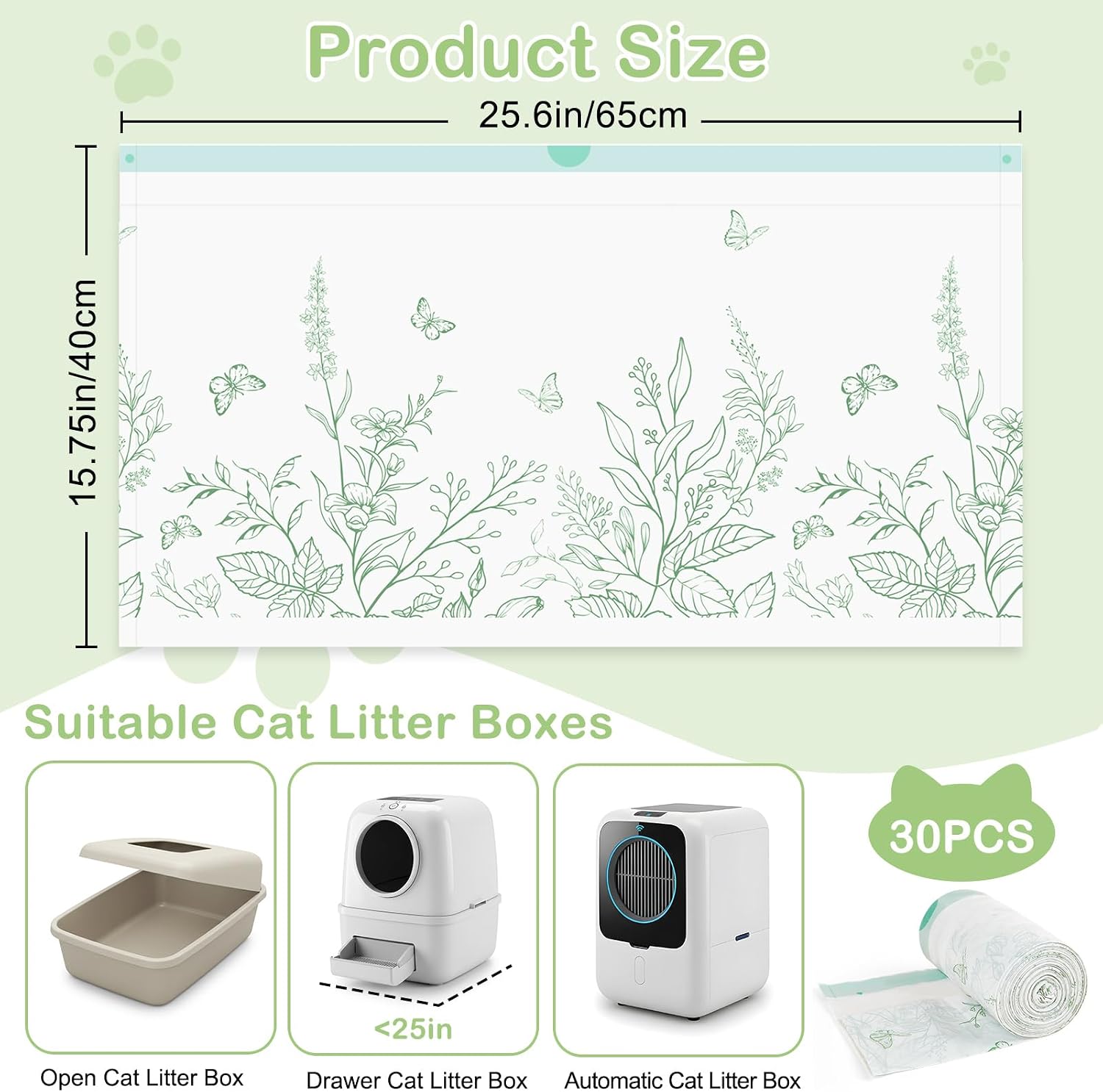 Glittme heavy duty litter box liners installed inside an automatic pet waste tray drawer.