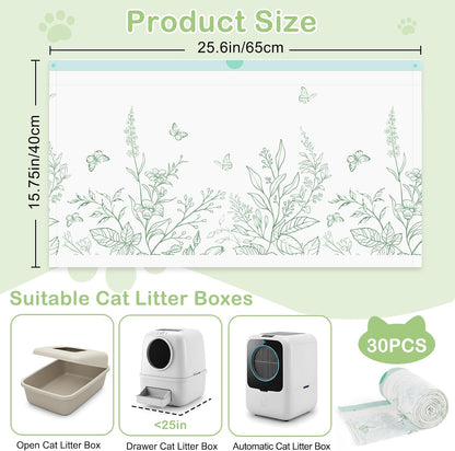 Glittme heavy duty litter box liners installed inside an automatic pet waste tray drawer.