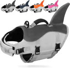 AMZNOVA shark dog life jacket medium grey front view