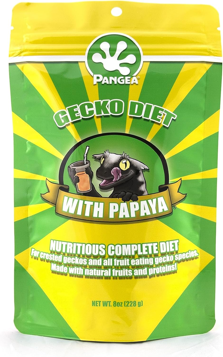 Pangea Gecko Diet Papaya 8 Ounce front package view premium reptile food