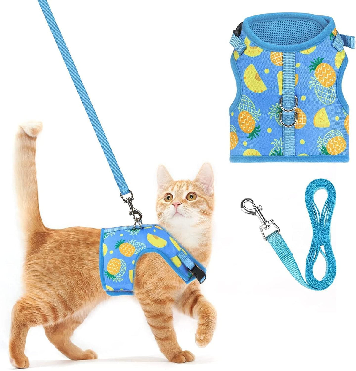 PUPTECK Soft Mesh Cat Vest Harness and Leash Set Puppy Padded Pet Harnesses Escape Proof for Cats Small Dogs (X-Large, Lake Blue) - Image 13