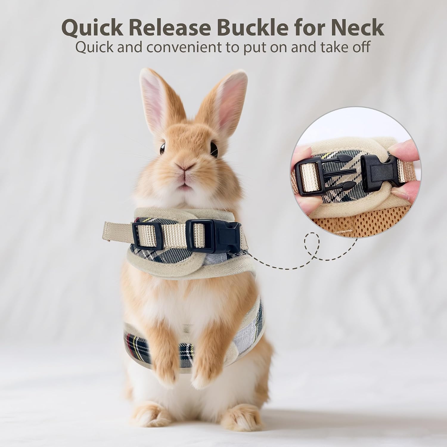 Aiitle no pull no choke pet harness dual D-rings close up view