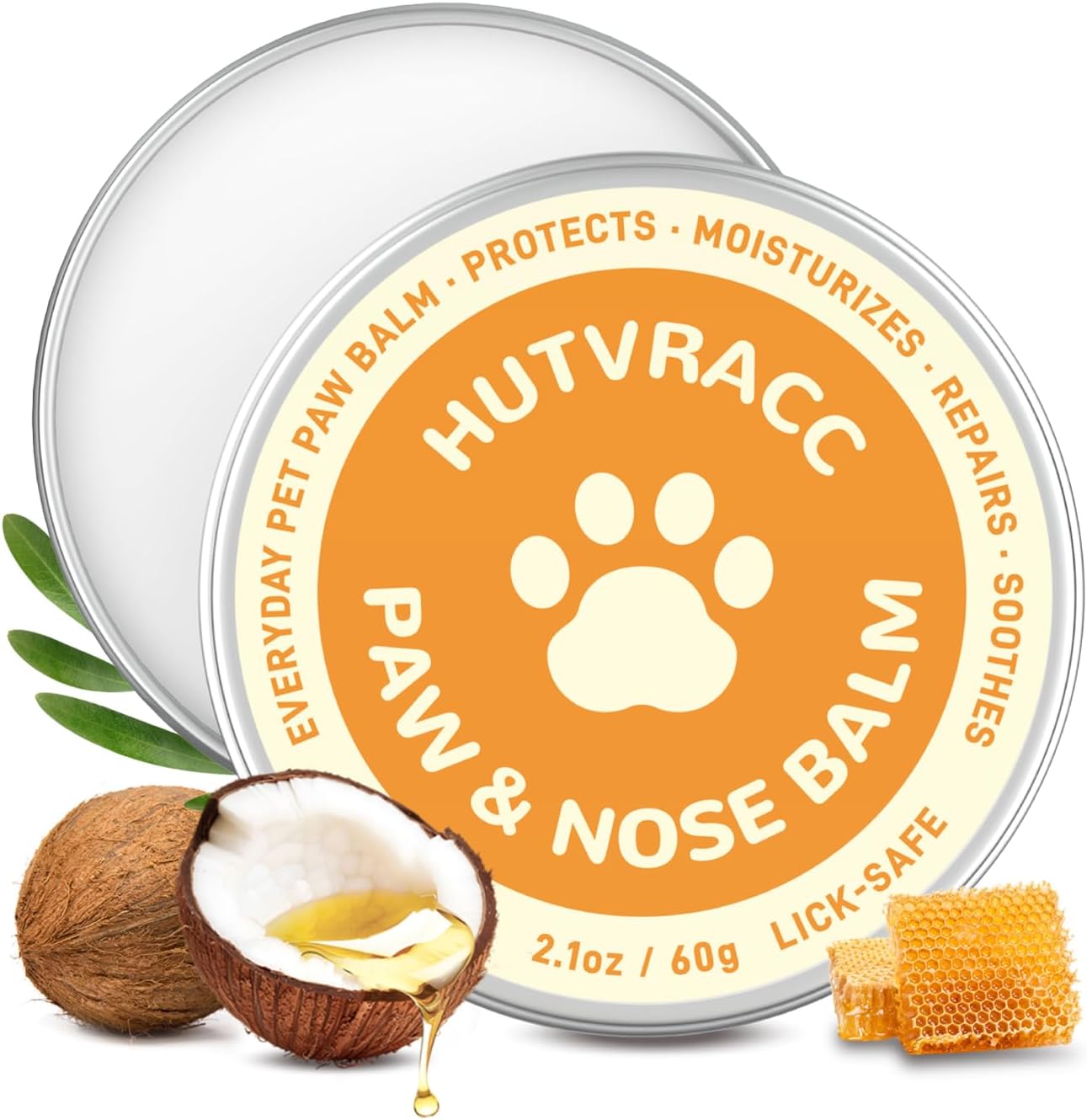 Hutvracc lick safe dog paw and nose balm 2.1 ounce tin