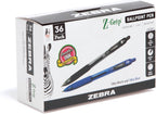 Zebra retractable black ballpoint pen placed next to a journaling notebook