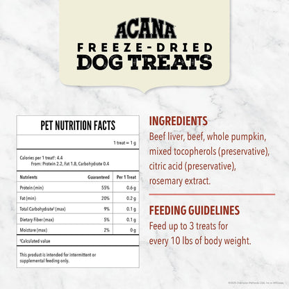 ACANA grain free freeze dried raw dog treats close up texture