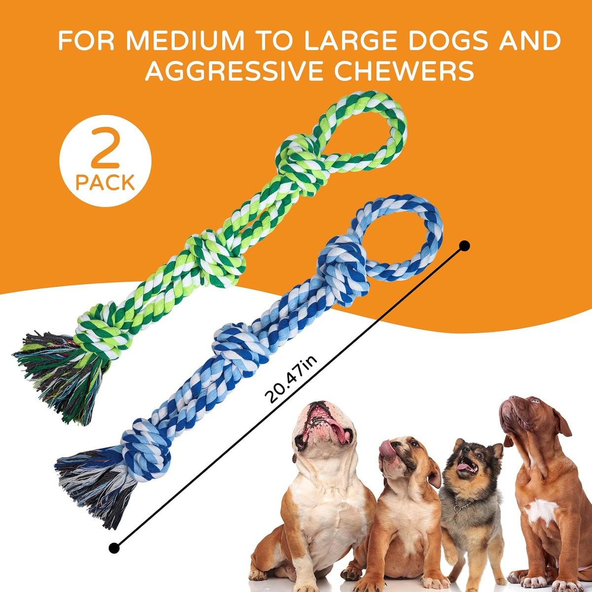 Close up of the durable tightly woven cotton fibers on the TLAZZ aggressive chewer pet toy