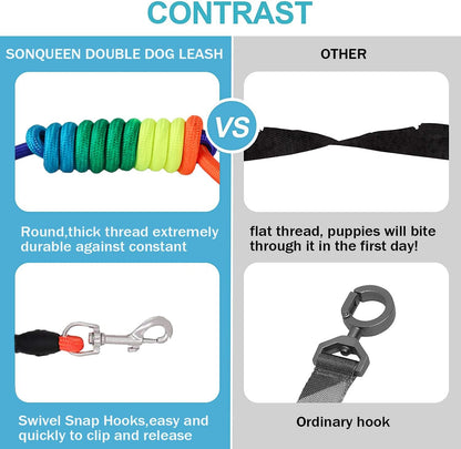 Sonqueen heavy duty tangle free multiple pet leash on flat background