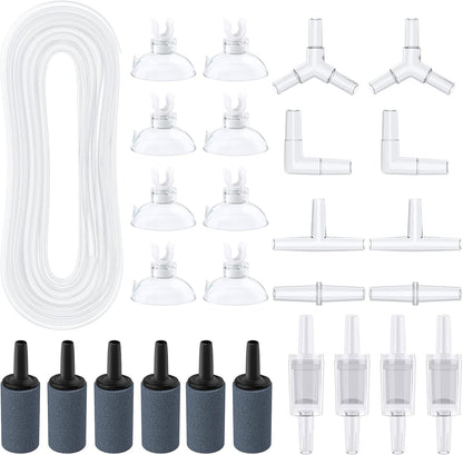 Pawfly 13 Feet Airline Tubing Standard Aquarium Air Pump Accessories with Air Stones, Check Valves, Suction Cups and Connectors - Image 9