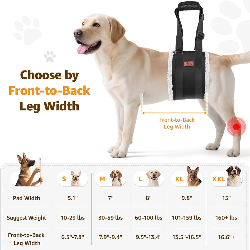 Pick For Life premium black pet mobility lift harness showing durable Oxford fabric exterior and nylon straps