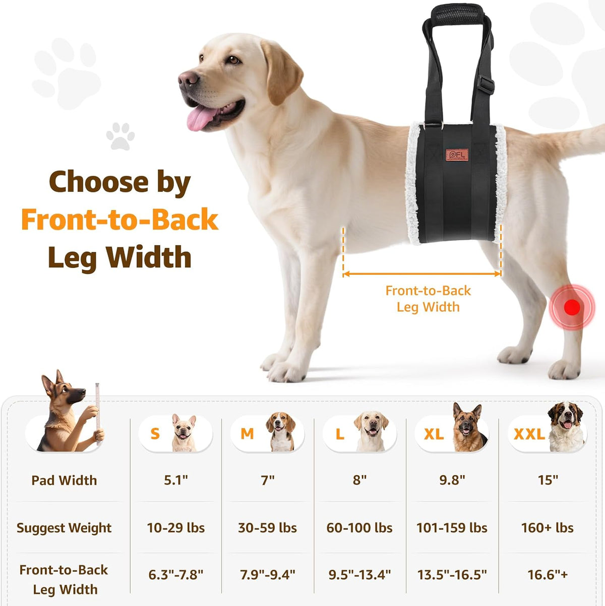 Pick For Life premium black pet mobility lift harness showing durable Oxford fabric exterior and nylon straps