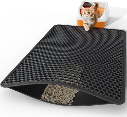 Powools Cat Litter Mat - 23.2" x 14.6" Small Litter Box Mat with Double Layers, Urine-Proof and Non-Slip Litter Trapping Mat, Easy to Clean Kitty Litter Mats for Floor, Scatter Control, Grey - Image 10
