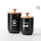 Dog Treat Container Set of 2, Dog treat jar with Airtight Lid, Small dog food container, Dog Cookie Jar for kitchen Counter, Treats Canister, Pet Treat Container 8.3x4.9 & 7.1x4.3 (White) - Image 9