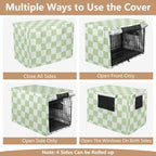 Cozy pet den cover installed on a metal wire dog cage for security.